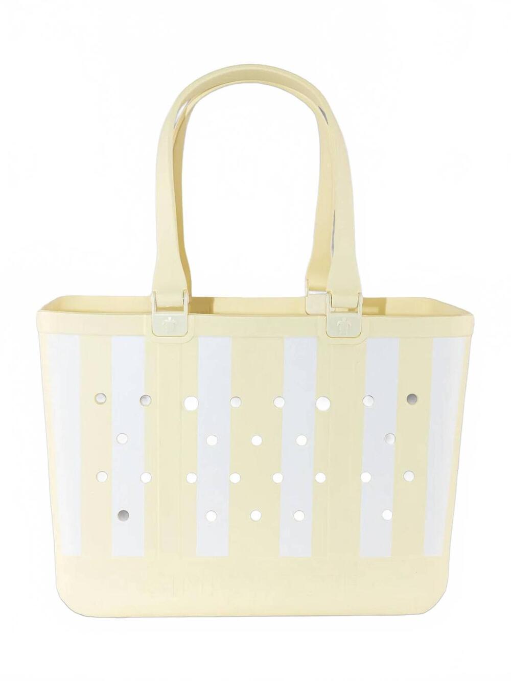 NEW SIMPLY SOUTHERN women's striped tote bag in lemon